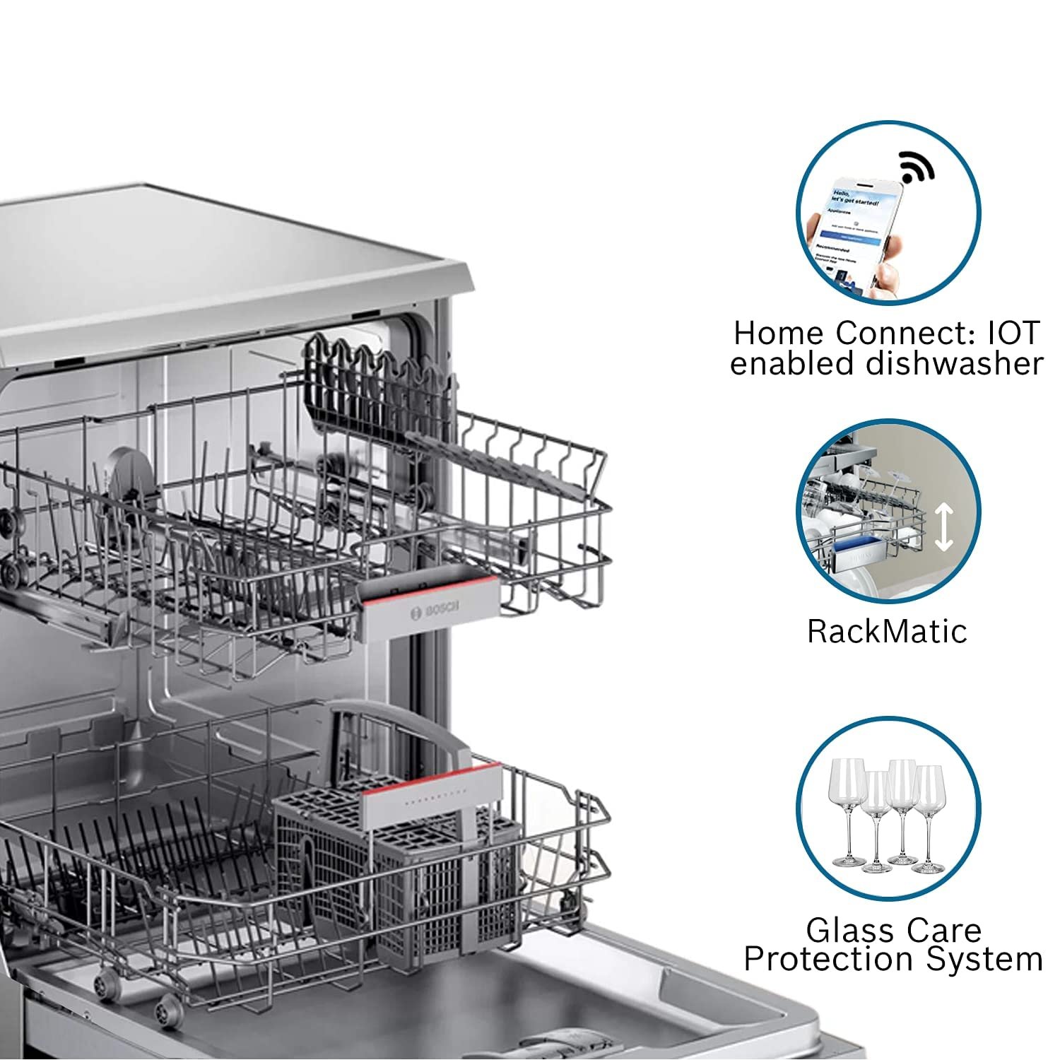 Bosch 13 Place Settings Dishwasher (SMS6ITI00I, Silver Inox, WiFi Enabled)