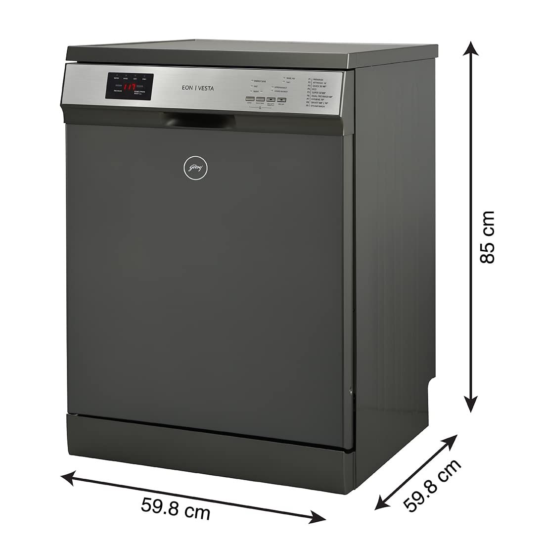 Godrej Eon Dishwasher | Steam Wash Technology |13 place setting | Perfect for Indian Kitchen| A+++ Energy rating | DWF EON VES 13Z STI GPGR