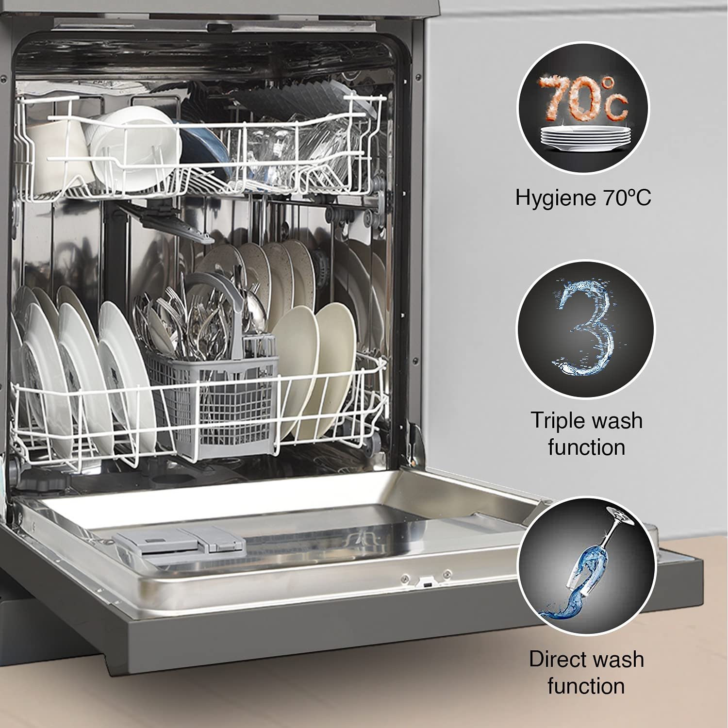 Godrej Eon Dishwasher | Steam Wash Technology |13 place setting | Perfect for Indian Kitchen| A+++ Energy rating | DWF EON VES 13Z STI GPGR