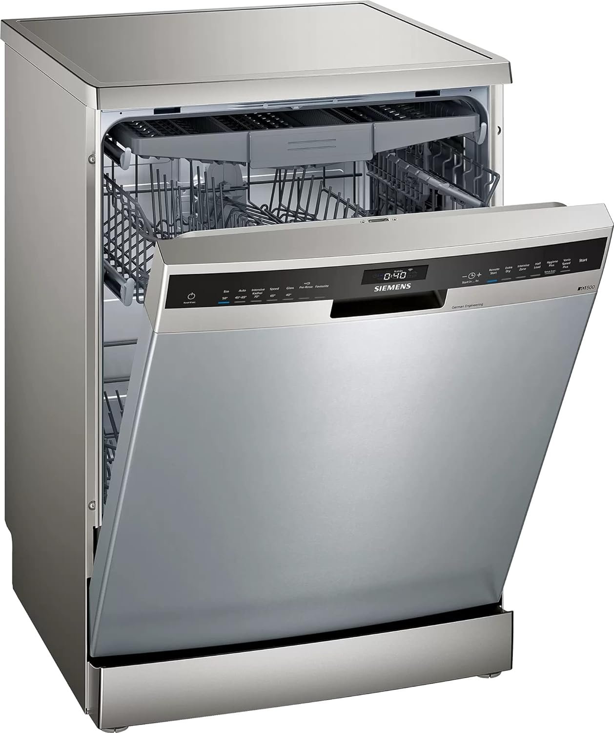 Siemens 14 Place Settings iQ500 free-standing dishwasher (SN25HI00VI, Fingerprint free steel)